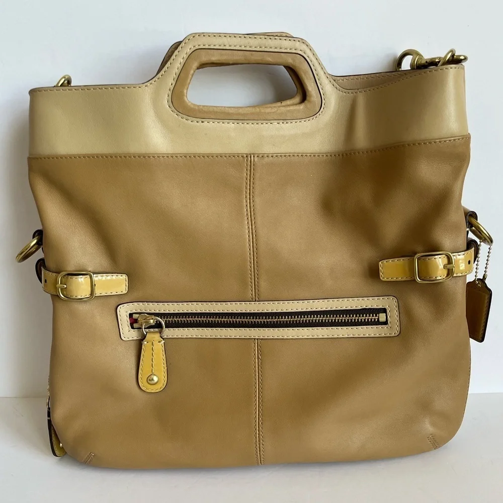 Coach Tan Leather Bonnie Foldover Convertible Bag